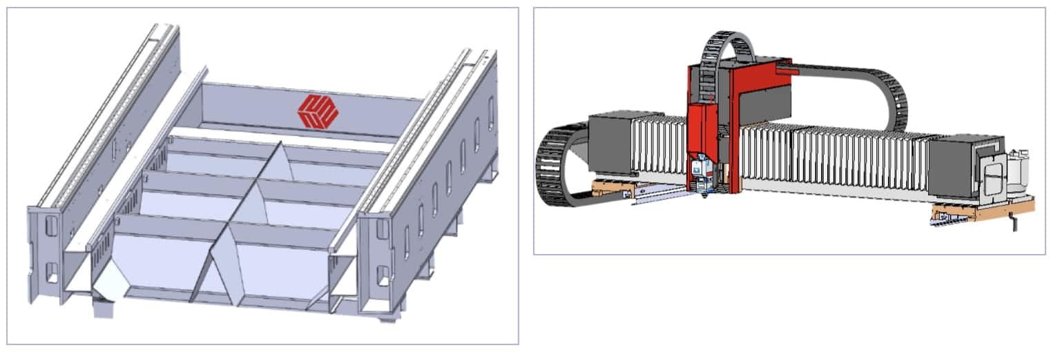 Marco y viga de la m&aacute;quina de corte por l&aacute;ser.
