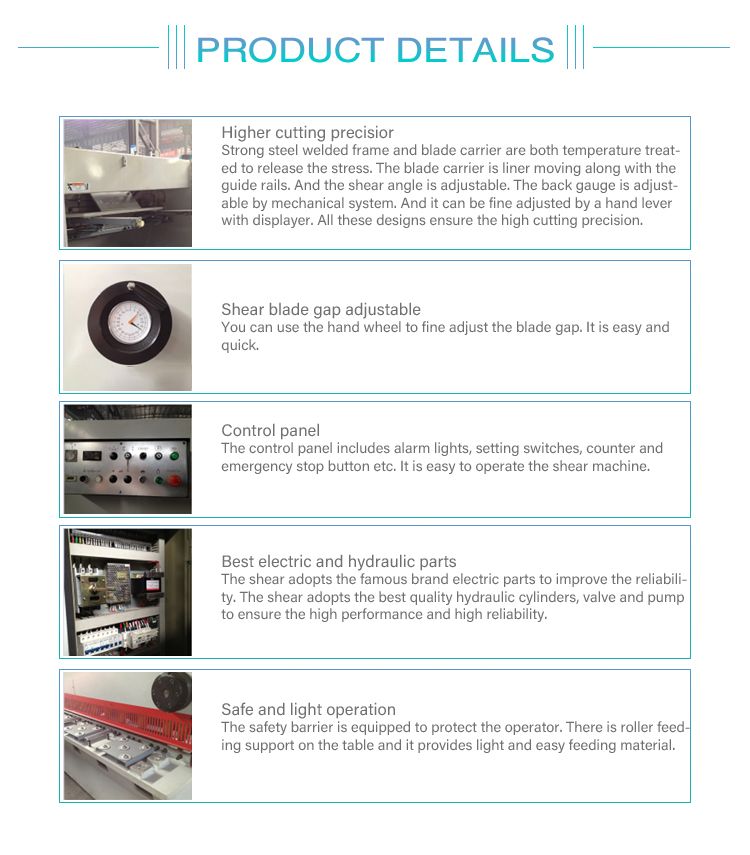 Detalles de las m&aacute;quinas de guillotina